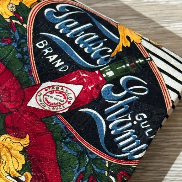 Tabasco Gulf Shrimp Mens Red Blue White Black Striped Tie - Picture 2 of 5